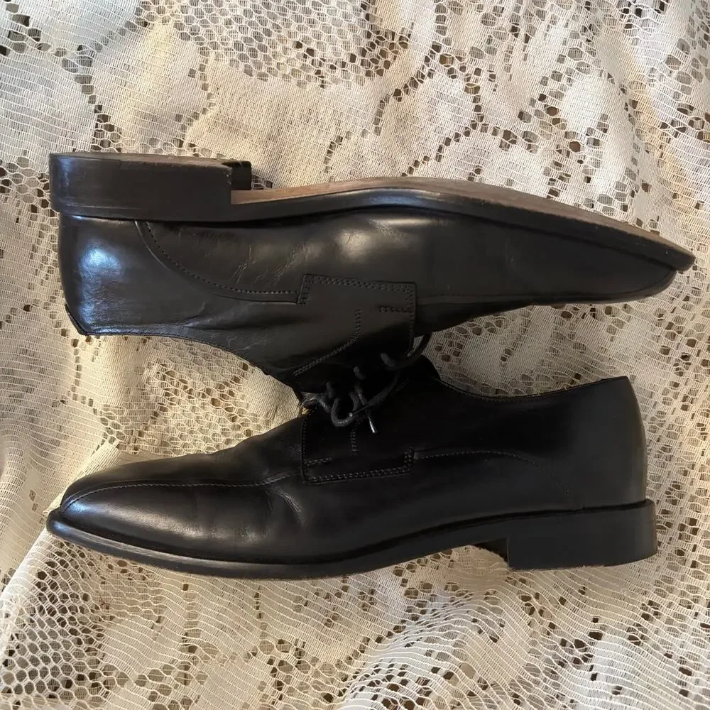 Johnston & Murphy Men's US 8.5 Black Leather Square Toe Oxfords Shoes